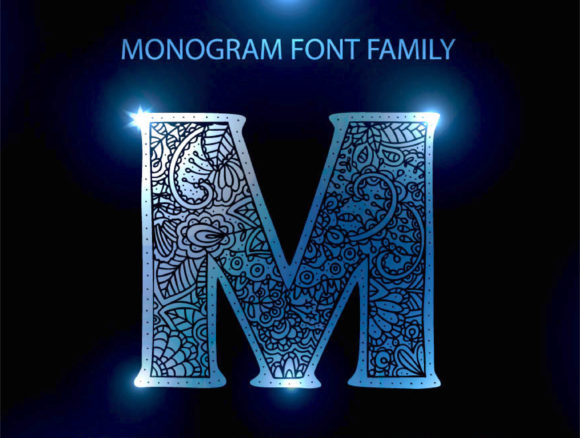 Monogram Font Family: Elevate Your Design with Ornate, Standalone Letter Art